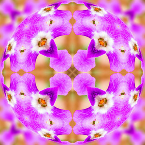 抽象装饰球形图案紫色花与万花筒的效果。问候或包装纸