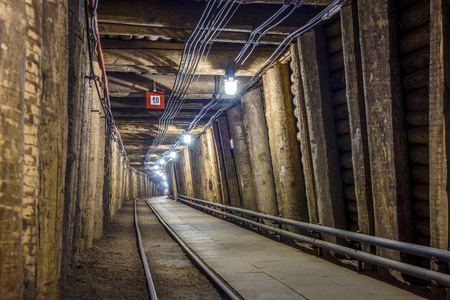 老矿井地下巷道图片