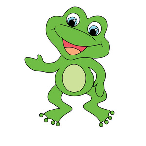 两栖类动物友好可爱的卡通青蛙白色背景的儿童版画, t恤, 彩色书, 有