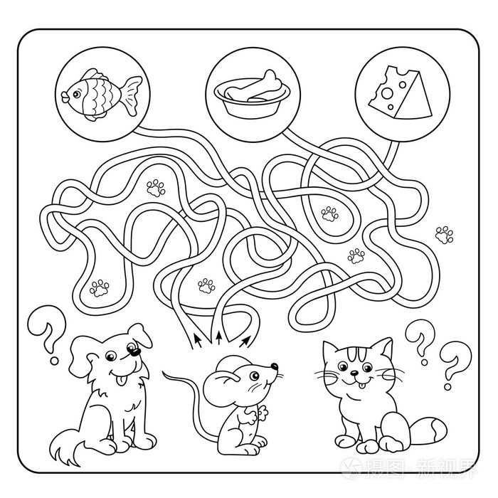 学龄前儿童迷宫或迷宫游戏. 拼图. 缠结的