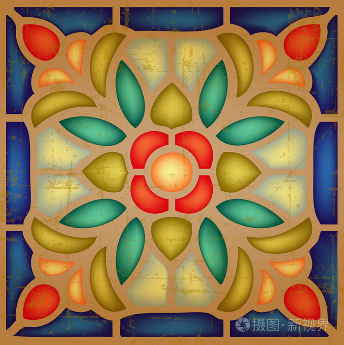 哥特式装饰着朵花染色窗口