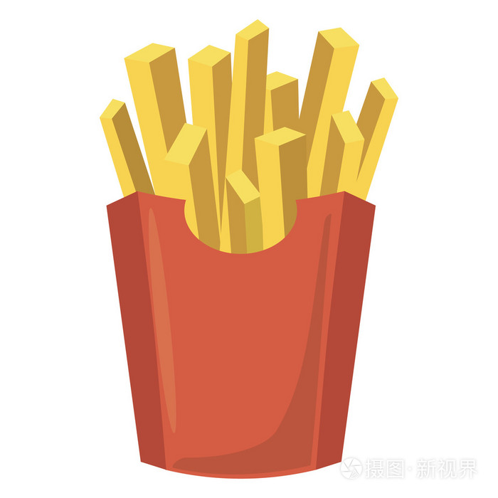 法式炸薯条马铃薯图标,卡通风格