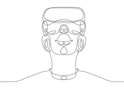 连续线绘图人在眼镜设备虚拟现实