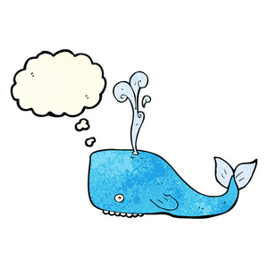 卡通鲸鱼与思想泡泡
