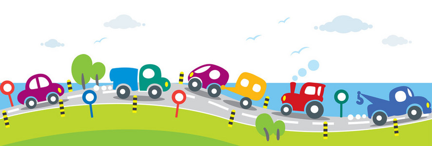 汽车饰品素材汽车在道路上的横向无缝背景照片