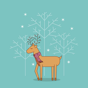 提示驯鹿站立与围巾圣诞装饰