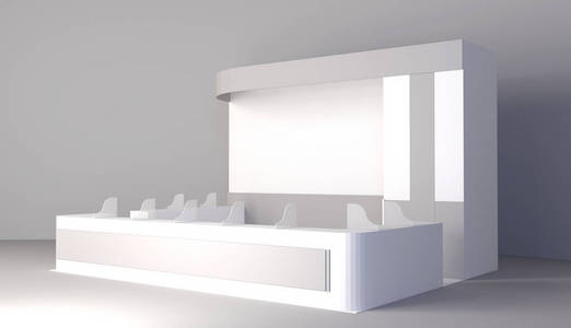 展览台, 3d 渲染展示设备可视化, 白色背景广告空间