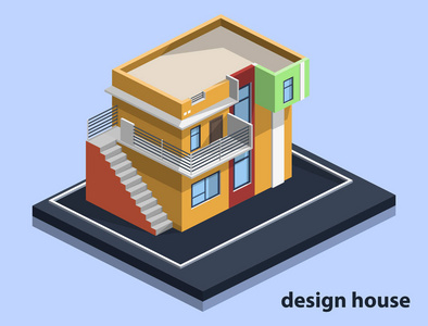 等距3d 平面插图矢量设计住宅城市