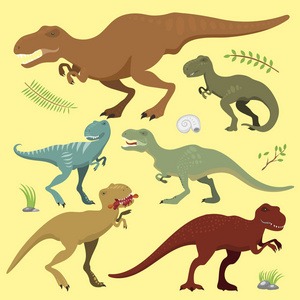 可怕的恐龙矢量霸王龙的危险生物力量野生侏罗纪捕食者史前灭绝的插图