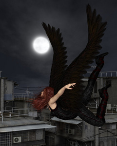 女性城市的守护天使飞照片