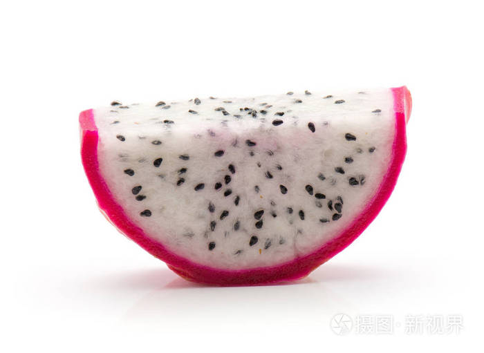 一龙果子 火龙, Pitahaya 切片在白色背景一 piec 被隔绝