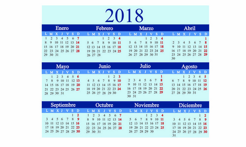 西班牙语版日历2018