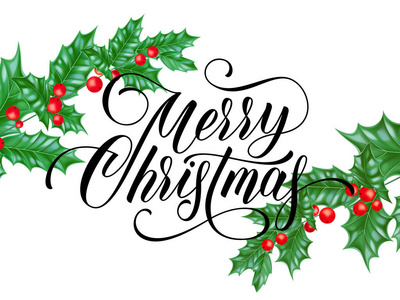 快乐圣诞贺卡的圣雪白色背景上。刻字设计与庆祝赛季圣诞或新年装饰的矢量冬天假日书法希望文本