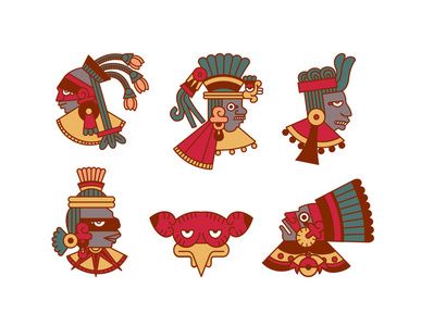 阿兹台克玛雅人头像集合