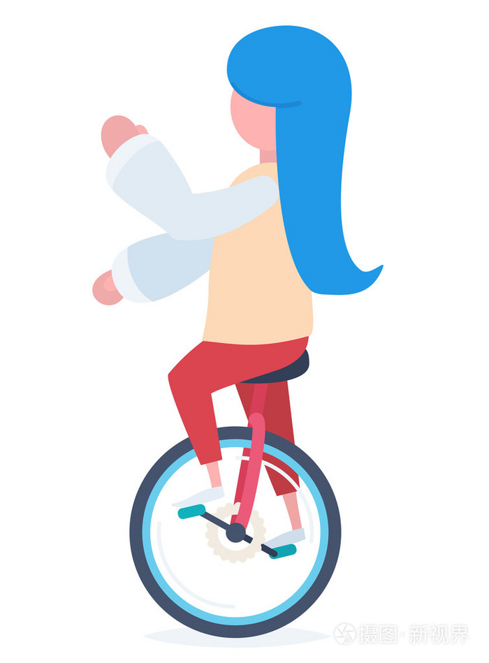 一个女孩用独轮车