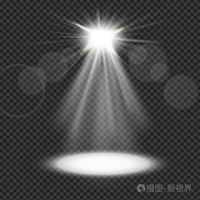 白色透明背景上的聚光灯