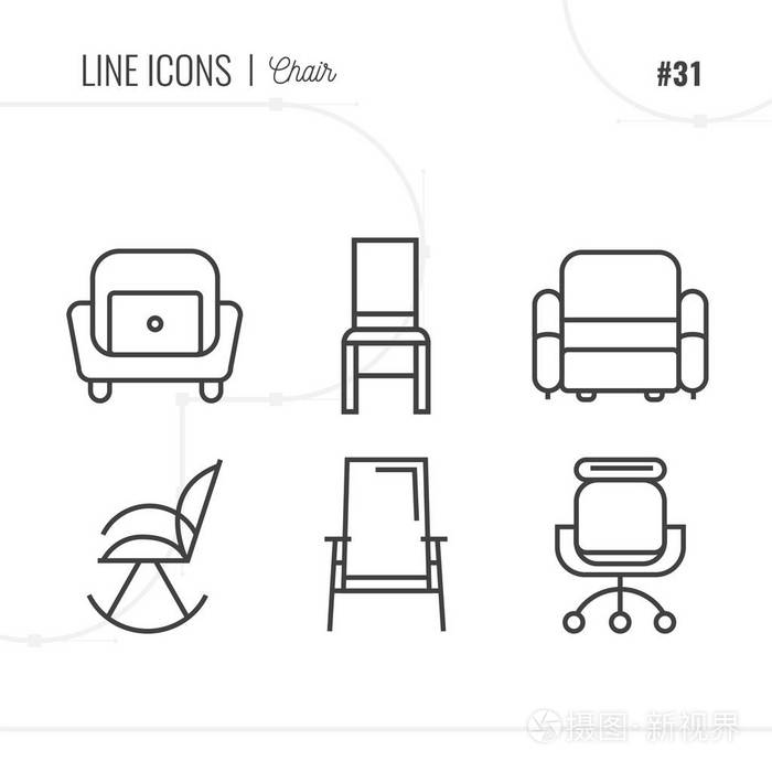 家具, 沙发, 桌子, 椅子, 路缘石和更多,薄线上校