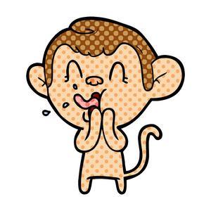 卡通逗人喜爱的猴子显示在白色的舌头被隔绝的向量例证