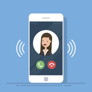 智能手机或手机呼叫或振动与联系信息显示, 电话铃声图标.