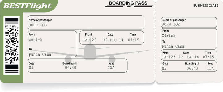 航空公司登机证的绿色模式图片