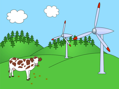 与花的可爱牛图片