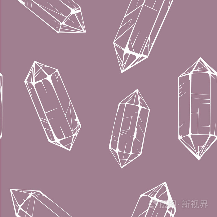 无缝模式与白水晶宝石插画 正版商用图片0f4hy1 摄图新视界