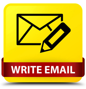 在中间写电子邮件黄色方形按钮红色丝带