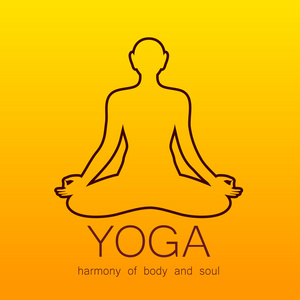 瑜伽冥想和谐身体和灵魂模板标志