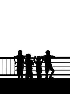 剪影的背影男孩在小学生背着背包的背影在小学生背着背包的背影青少年