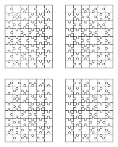矢量图的四个不同的白色拼图，分开