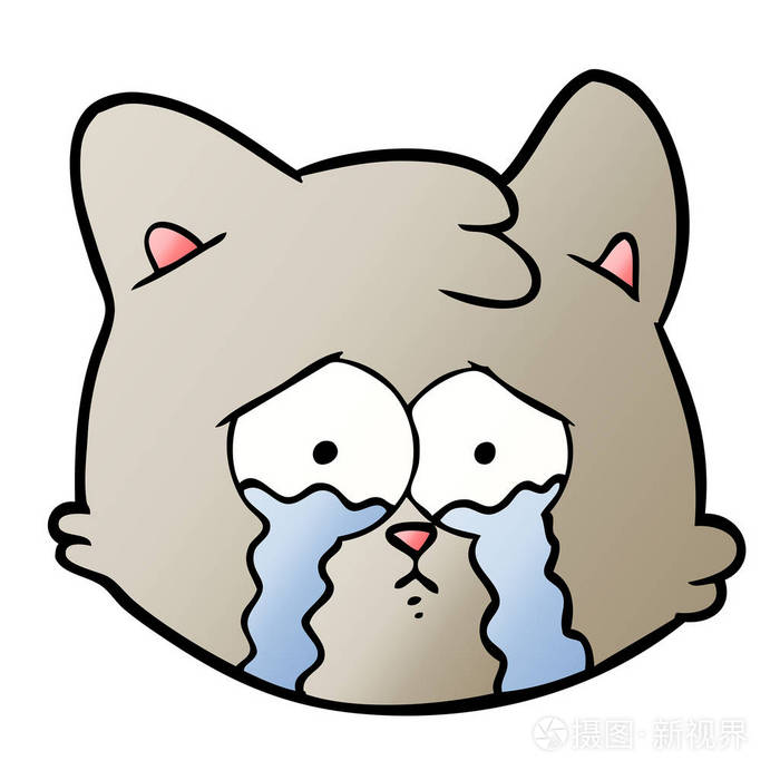 卡通猫哭的矢量例证