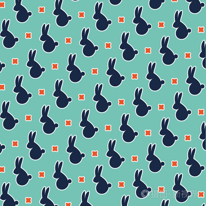 小兔子矢量无缝花纹,矢量背景矢量纹理