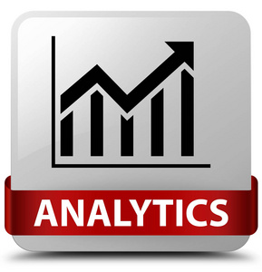 分析 统计图标 白色方形按钮红丝带在 mi