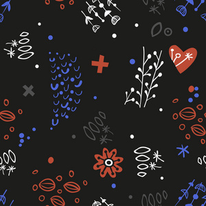 典雅无缝花纹支。斯堪的纳维亚风格的黑色矢量背景。非常适合面料, 纺织, 墙纸