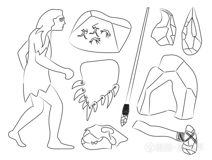 史前石器时代图标集插画-正版商用图片0f5fq8-摄图新视界