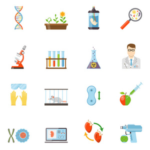 生物技术和遗传学颜色图标