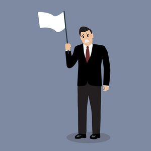 商人持有白旗投降照片