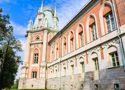大皇宫建筑的一个片段。博物馆储备Tsaritsyno。莫斯科