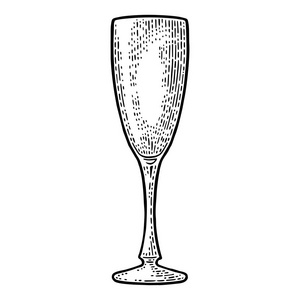 空玻璃香槟矢量雕刻黑葡萄酒