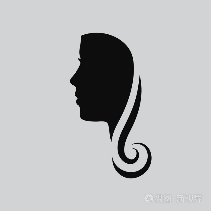 女人脸上的标志 抽象的标志 配置文件美丽的女人 一个女孩的画像 抽象的徽标设计模板为美容美发 按摩 美容和 Spa 美发师 插画 正版商用图片0f69t4 摄图新视界