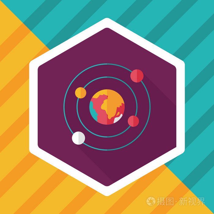 与长长的影子,eps10 空间地球平面图标