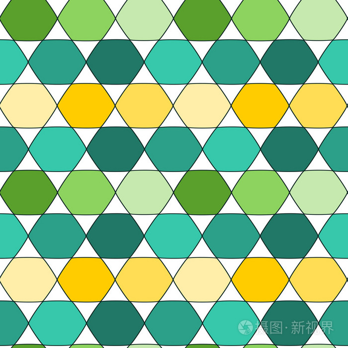 用彩色六角无缝矢量模式图背景抽象卡通地板