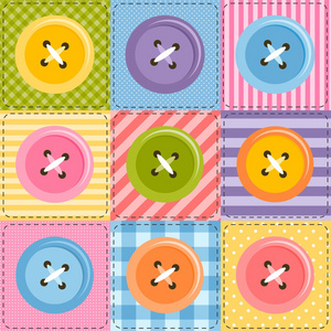 拼布背景与手缝纽扣照片