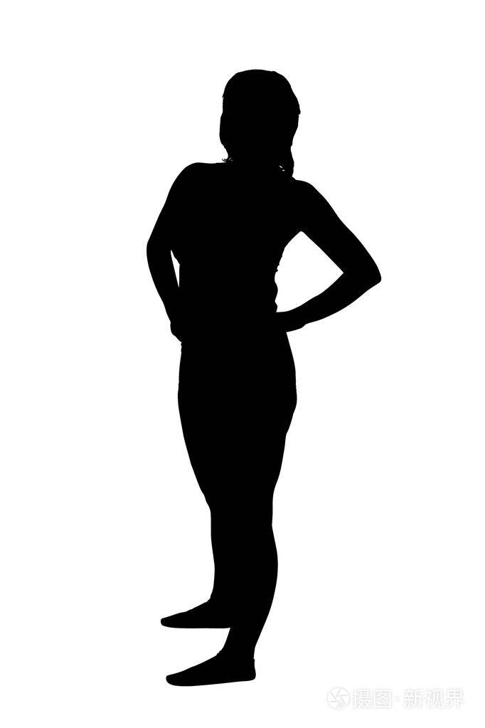 妇女剪影站立