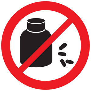 没有药丸或药物胶囊标志(禁止图标不允许)照片