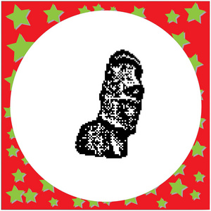 毛埃雕像在 Rano Raraku 在复活节岛, 复活岛国家公园, 智利黑色8位向量图孤立在圆的白色背景与星