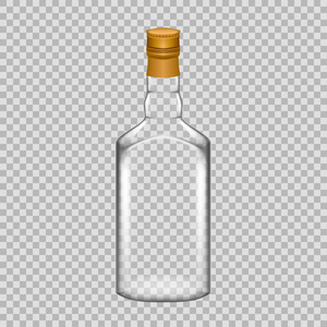现实的模板空漂亮的玻璃威士忌瓶与螺丝盖