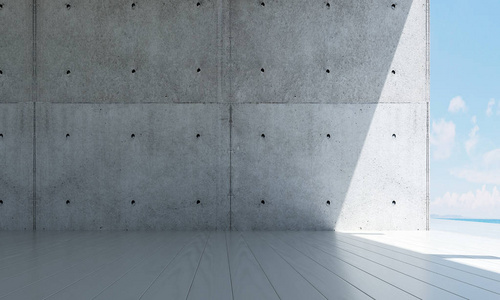 现代空房的室内设计与混凝土墙体背景