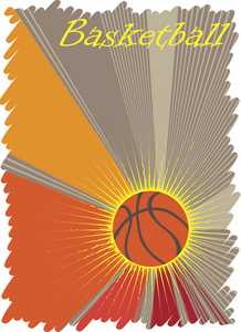 篮球海报与黄色的太阳