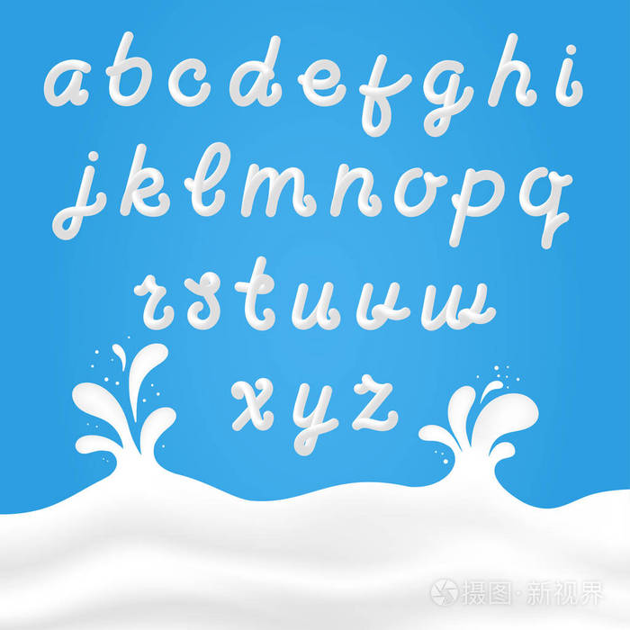 带有拉丁文字母的牛奶字体.
